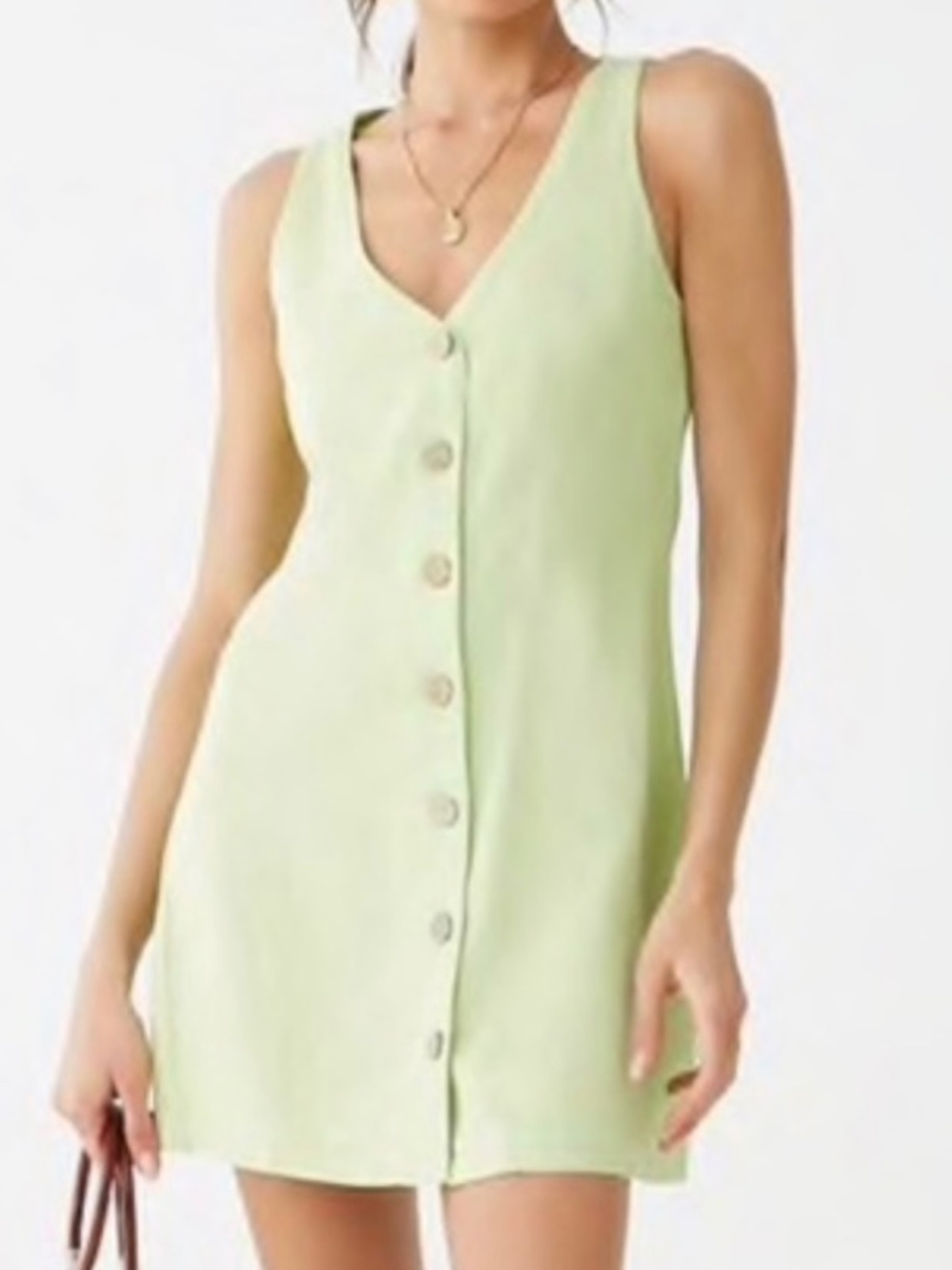 Green Linen Dress - Small